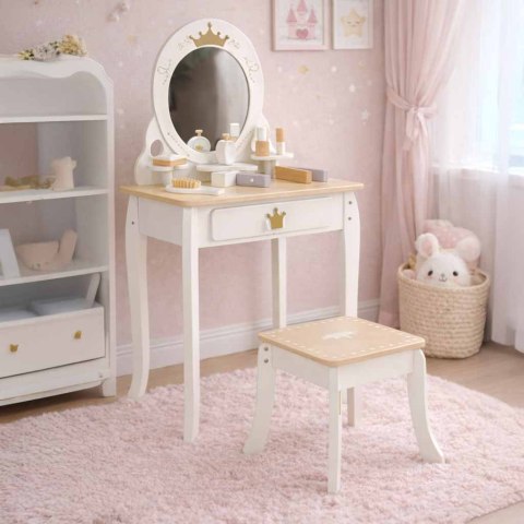 Toaletka drewniana dla dziewczynki LULILO Bella lustro taboret akcesoria