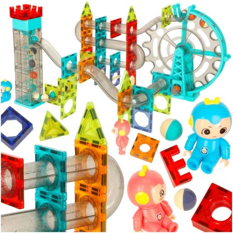 Klocki magnetyczne magnetic sticks marble tor kulkowy z dźwiękiem muzyką grający 118 elementów