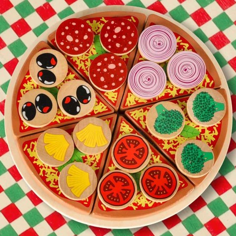 Pizza drewniany zestaw do zabawy na rzep akcesoria łopatka nóż talerz nauka krojenia 20cm