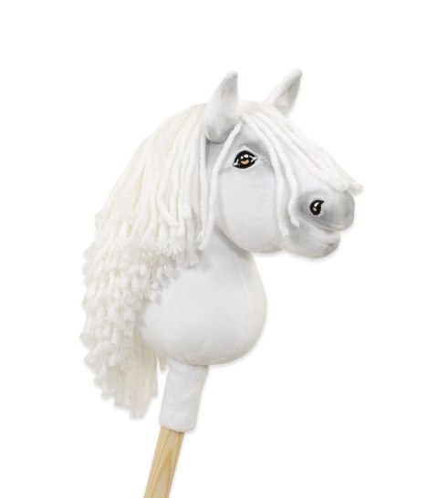 Hobby Horse Mały koń na kiju Premium biały z biała grzywą A5