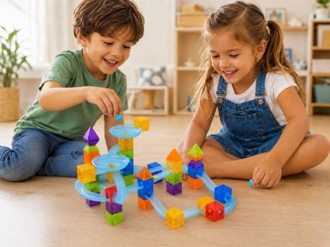 Klocki magnetyczne — tor kulkowy, 75 elementów ZA6315