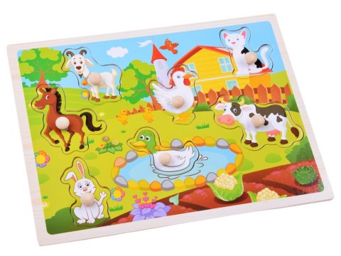 Jokomisiada ZA6356 — drewniane puzzle Farma, 7 elementów z uchwytami