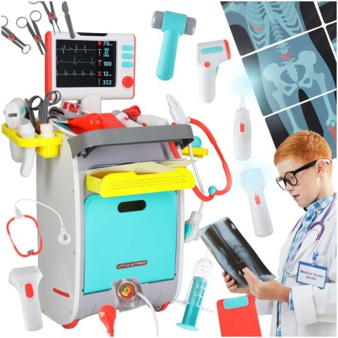 Duży zestaw lekarza stacja medyczna mały doktor ekg rtg światło dźwięk
