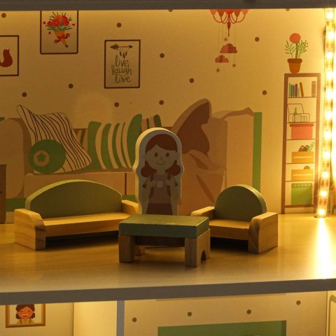 Domek dla lalek drewniany LULILO Peonio 70cm LED róż