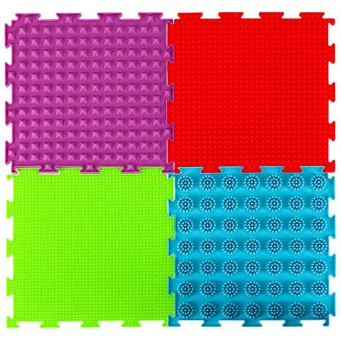 Mata sensoryczna puzzle montessori do masażu stóp 8 elementów kolorowe