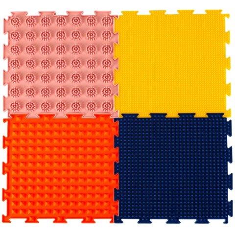 Mata sensoryczna puzzle montessori do masażu stóp 8 elementów kolorowe