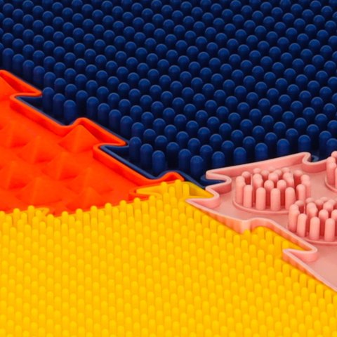 Mata sensoryczna puzzle montessori do masażu stóp 8 elementów kolorowe