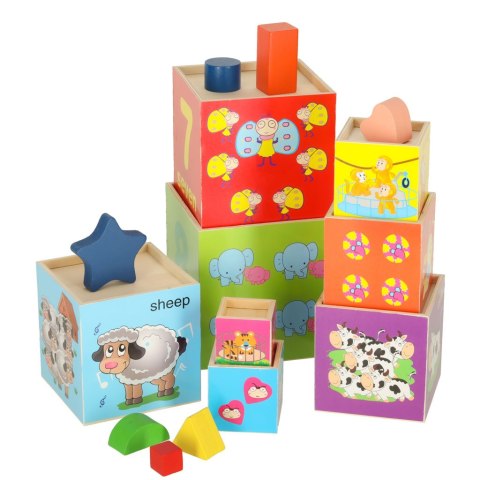 Wieża edukacyjna drewniana sorter kształty nauka liczenia 71cm XXL