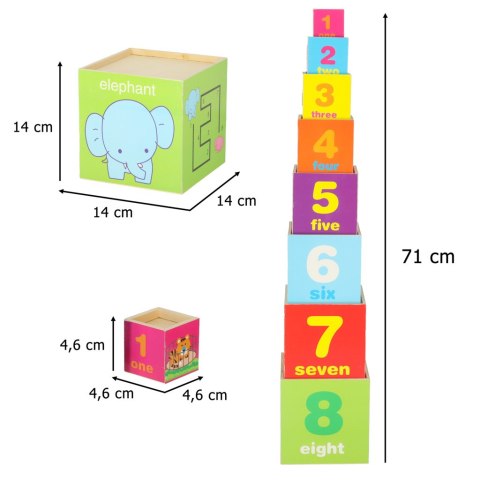 Wieża edukacyjna drewniana sorter kształty nauka liczenia 71cm XXL